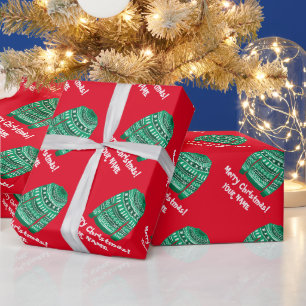 Papier Cadeau Chandail de Noël rouge et vert moche motif personn