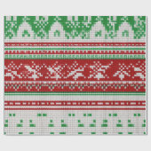 Papier Cadeau Chandail de Noël rouge, vert, blanc (Plat)