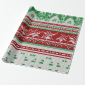Papier Cadeau Chandail de Noël rouge, vert, blanc (Déroulé)