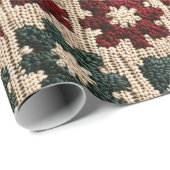 Papier Cadeau Chandail de Noël vert rouge rétro (Coin rond)
