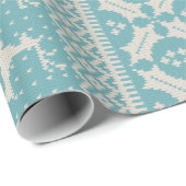 Papier Cadeau chandail juste bleu et crème de knit d'île (Coin rond)
