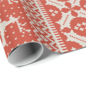 Papier Cadeau chandail juste rouge et crème de knit d'île (Coin rond)
