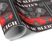 Papier Cadeau Chandail laid de vacances de Sleigh de Père Noël (Coin rond)