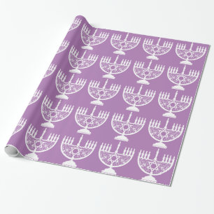 Papier Cadeau Chandelier élégant de Hanukkah avec étoile de Davi
