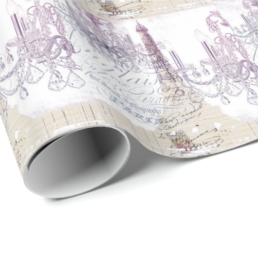 Papier Cadeau chandelier paris tour eiffel (Coin rond)