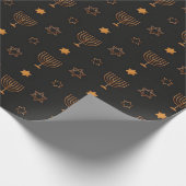 Papier Cadeau Chandeliers juifs en or Étoiles de David Hanoukka (Coin)