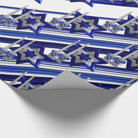 Papier Cadeau Chandeliers-juifs-et-étoiles-1-diagonales-rayures (Coin)