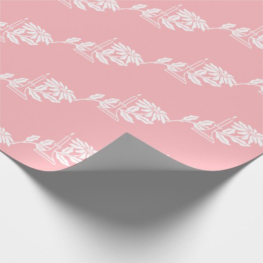 Papier Cadeau Chandelle de Noël rose élégant et élégant Poinsett (Coin)