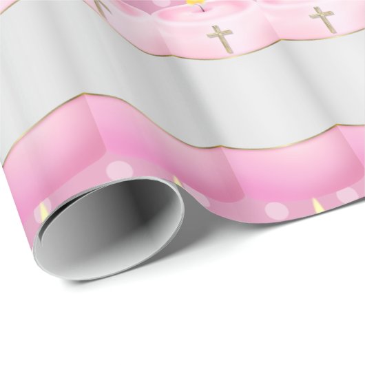 Papier Cadeau Chandelles Christening (Coin rond)