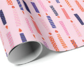 Papier Cadeau Chandelles D'Anniversaire Jolie Rose (Coin rond)