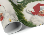 Papier Cadeau Chandlelit Joie Vintage Père Noël (Coin rond)