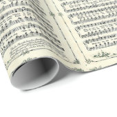 Papier Cadeau Chansons de Noël, partitions de musique anciennes (Coin rond)