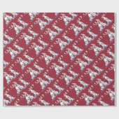 Papier Cadeau Chanter Caribou Noël Rouge (Plat)