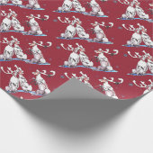 Papier Cadeau Chanter Caribou Noël Rouge (Coin)