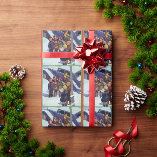 Papier Cadeau Chanter Noël dans la neige (Cadeau de vacances)