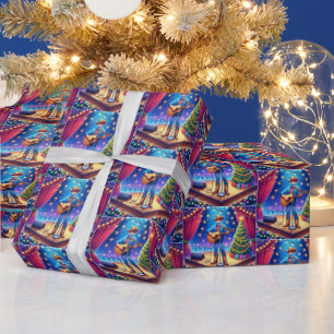 Papier Cadeau Chanteur de pays Western Cowboy Noël