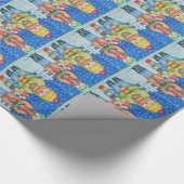 Papier Cadeau chanteurs de carol dans la neige à noël (Coin)