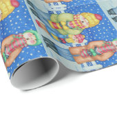 Papier Cadeau chanteurs de carol dans la neige à noël (Coin rond)