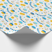 Papier Cadeau Chanukah Dreidels Doughnut Gold Blue White (Coin)