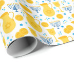 Papier Cadeau Chanukah Menorahs Gelt Pitcher Oil Blanc Or bleu<br><div class="desc">Ajoutez un peu de couleur de vacances et pétillez avec ce design amusant de papier d'emballage Chanukah. Convient aux enfants ou aux adultes, aux entreprises ou aux besoins d'enveloppement de cadeaux de famille. Il y a des sacs-cadeaux, du papier-mouchoir et du ruban pour un look Chanukah complet, ou vous pouvez...</div>