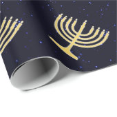 Papier Cadeau Chanukkah Menorah (Coin rond)