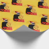 Papier Cadeau Chapeau de Noël de Santa Le Chat Noir (Coin)