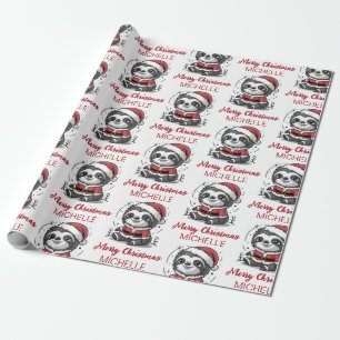 Papier Cadeau Chapeau de Noël personnalisé de paresseux mignon