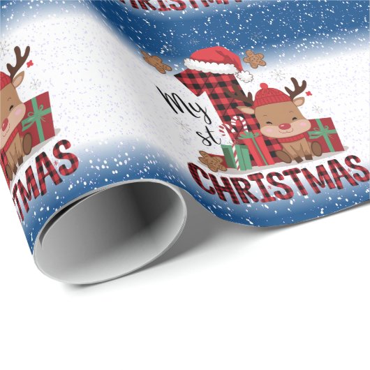 Papier Cadeau Chapeau de Père Noël de 1er Noël Bébé Reindeer Nei (Coin rond)