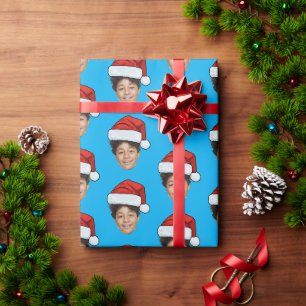 Papier Cadeau Chapeau de Père Noël Photo de Visage Personnalisée