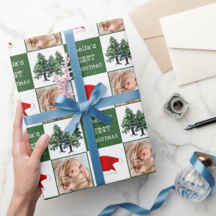 Papier Cadeau Chapeau de Père Noël pour le premier Noël de bébé