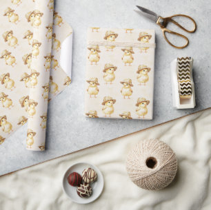 Papier Cadeau Chapeau de poulet jaune Anniversaire