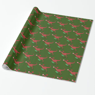 Papier Cadeau Chapeau de Santa Skateur Dinosaure