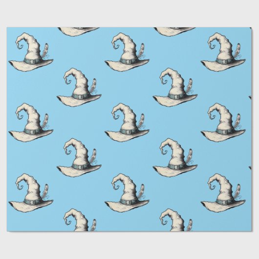 Papier Cadeau Chapeau de Sorcière Bleu (Plat)