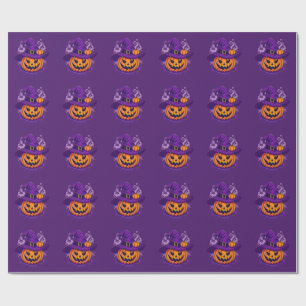 Papier Cadeau Chapeau de sorcière d'Halloween Citrouille Jack-O'