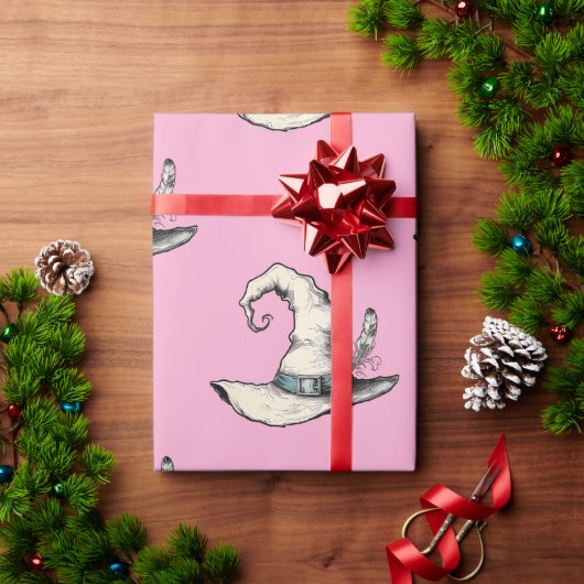 Papier Cadeau Chapeau de Sorcière Rose (Cadeau de vacances)