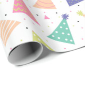 Papier Cadeau Chapeaux d'anniversaire (Coin rond)