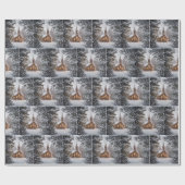 Papier Cadeau Chapelle de Noël En Neige (Plat)