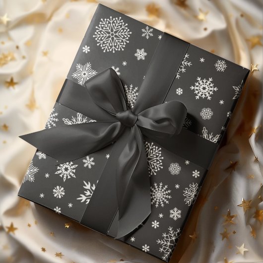 Papier Cadeau Charbon blanc de flocon d'hiver