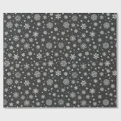 Papier Cadeau Charbon blanc de flocon d'hiver (Plat)