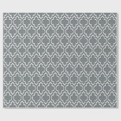 Papier Cadeau Charbon gris blanc XL Quatrefoil marocain #7DS (Plat)