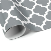 Papier Cadeau Charcharbon gris blanc Quatrefoil marocain Motif # (Coin rond)