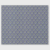 Papier Cadeau Charcoal Gray Navy White Moroccan Quatrefoil #5DS (Plat)