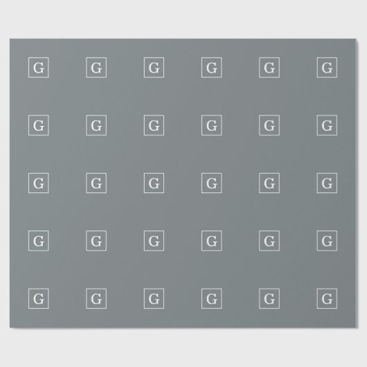 Papier Cadeau Charcoal Gray White Framed Initial monogram (Plat)