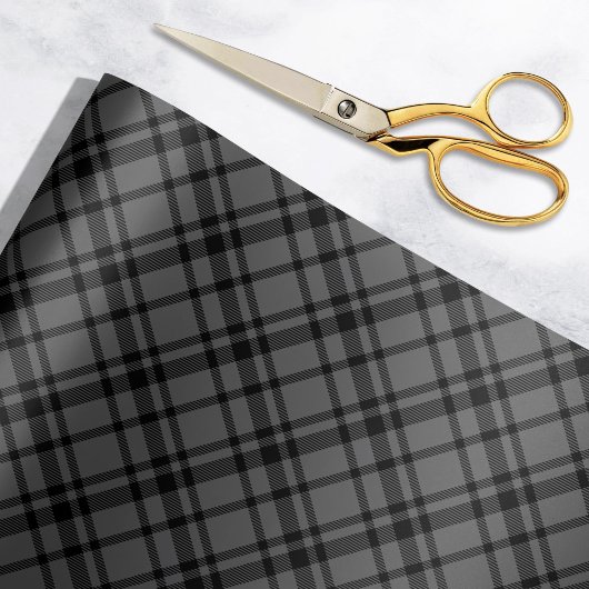 Papier Cadeau Charcoal Grey Scottish Tartan Plaid Holiday