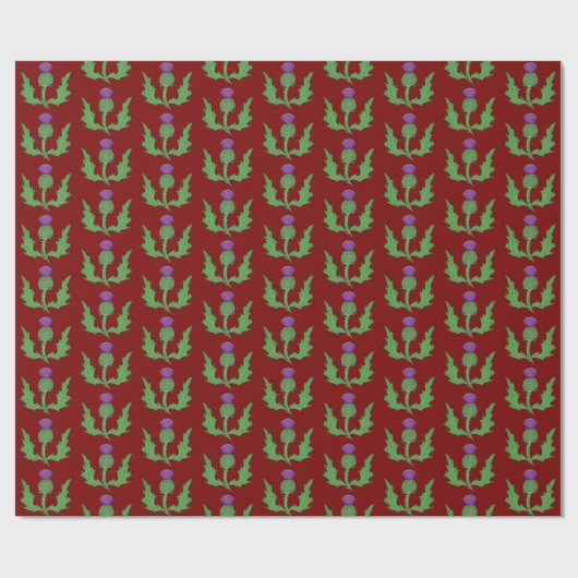 Papier Cadeau Chardon (sur fond rouge) (Plat)