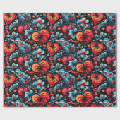 Papier Cadeau Charges de Coeurs de tatouage Rose Thème numérique (Plat)