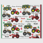 Papier Cadeau Chargeur de tracteurs Ajouter le nom du garçon Âge (Plat)
