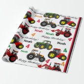 Papier Cadeau Chargeur de tracteurs Ajouter le nom du garçon Âge (Déroulé)