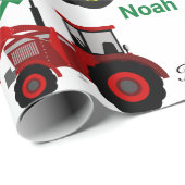 Papier Cadeau Chargeur de tracteurs Ajouter le nom du garçon Âge (Coin rond)