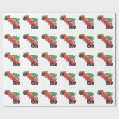 Papier Cadeau Chariot ou Beagle Voiture de conduite avec arbre s (Plat)